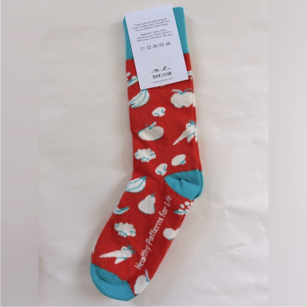 NEW Sock Club Socks NWT Aqua Orange White Cotton Dress Socks Crew